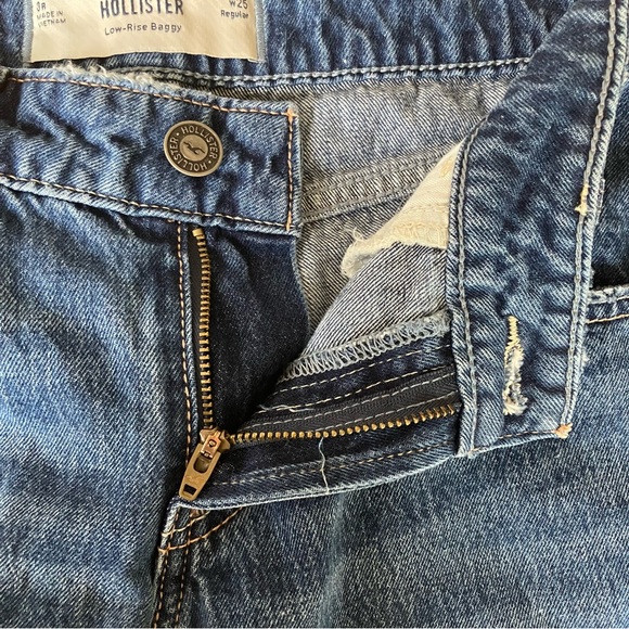 Hollister Low Rise Baggy Jeans Size 0 25 Wide Leg Medium Wash 100% Cotton Denim - Picture 8 of 13